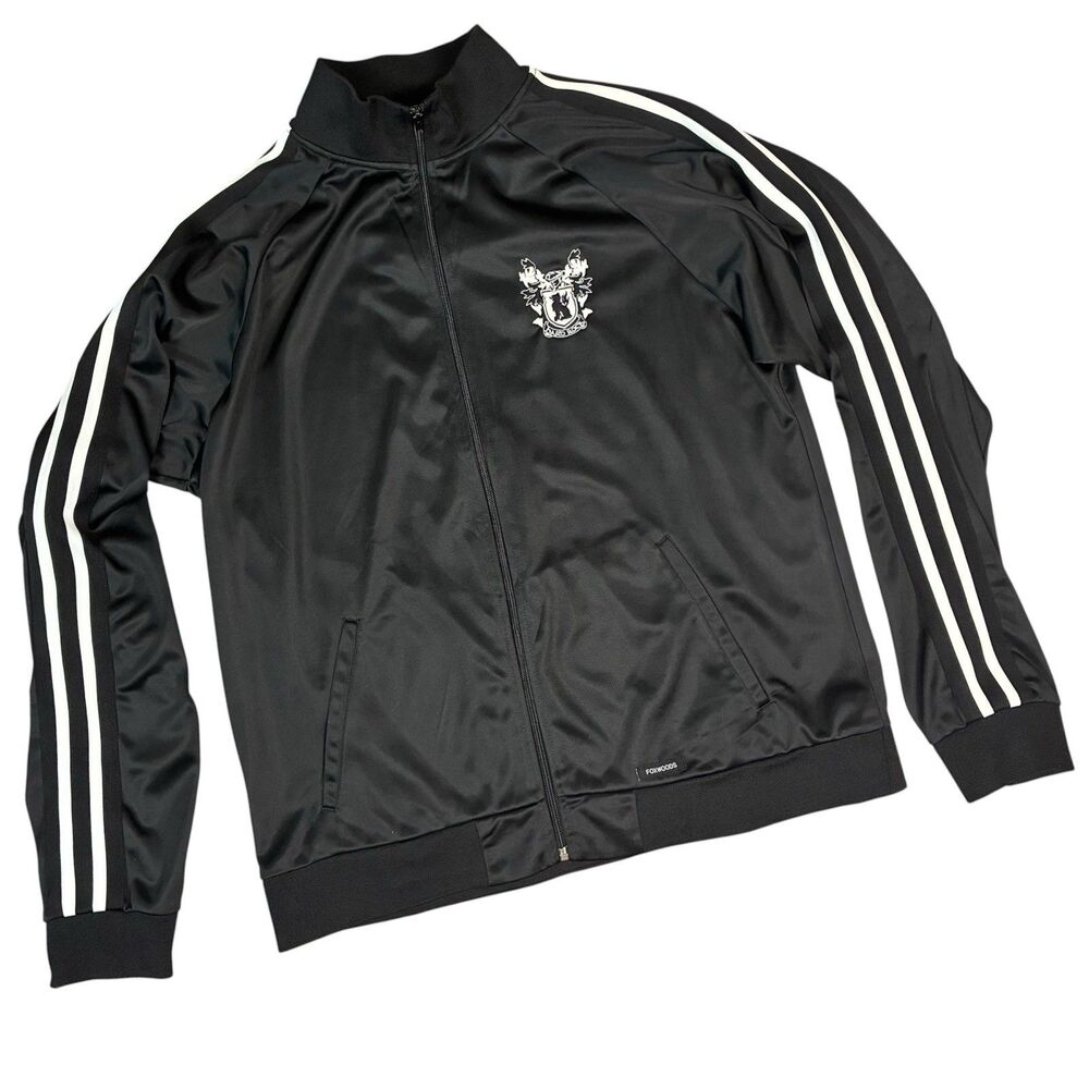 Hard Rock Cafe Foxwoods Full Zip Track Jacket Men's L Black White Accents Crest